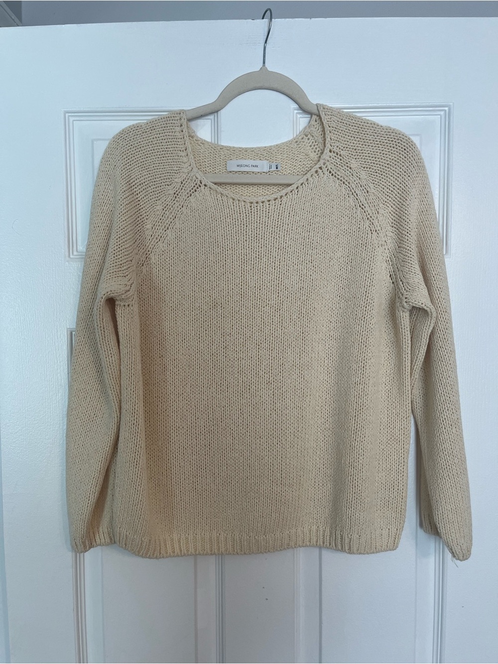 Mijeong Park Like New Neutral Cream Crewneck Sweater